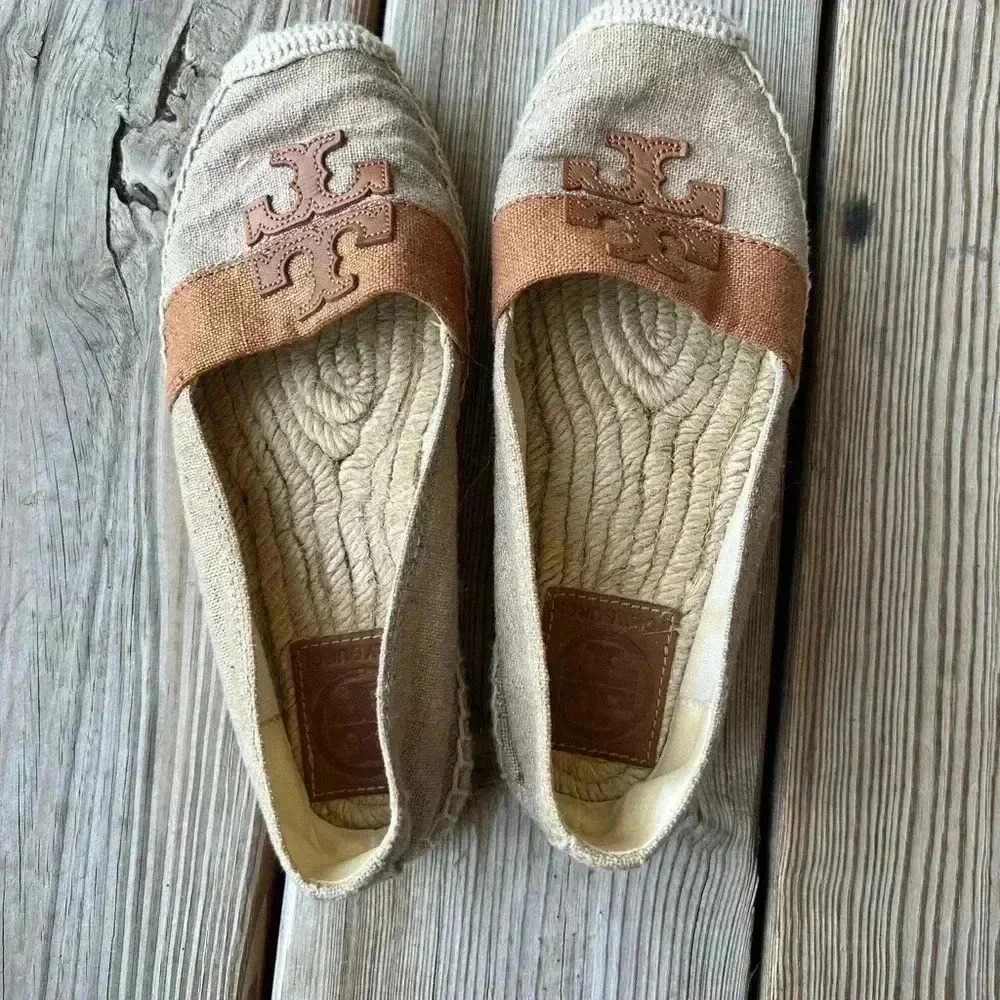 Tory Burch Weston Flat Espadrille Metallic-Tan Sz 6